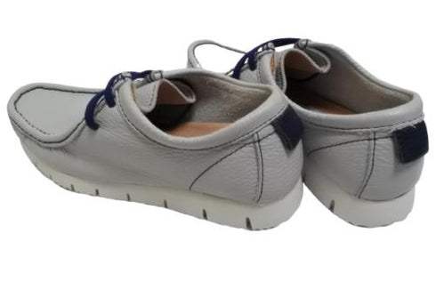 【arui_toe 3590 アイボリーグレー】本革モカシンレースアップシューズ